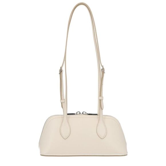 BALLY Structured Leather Zip Top Shoulder Bag Women WHITE Handbags